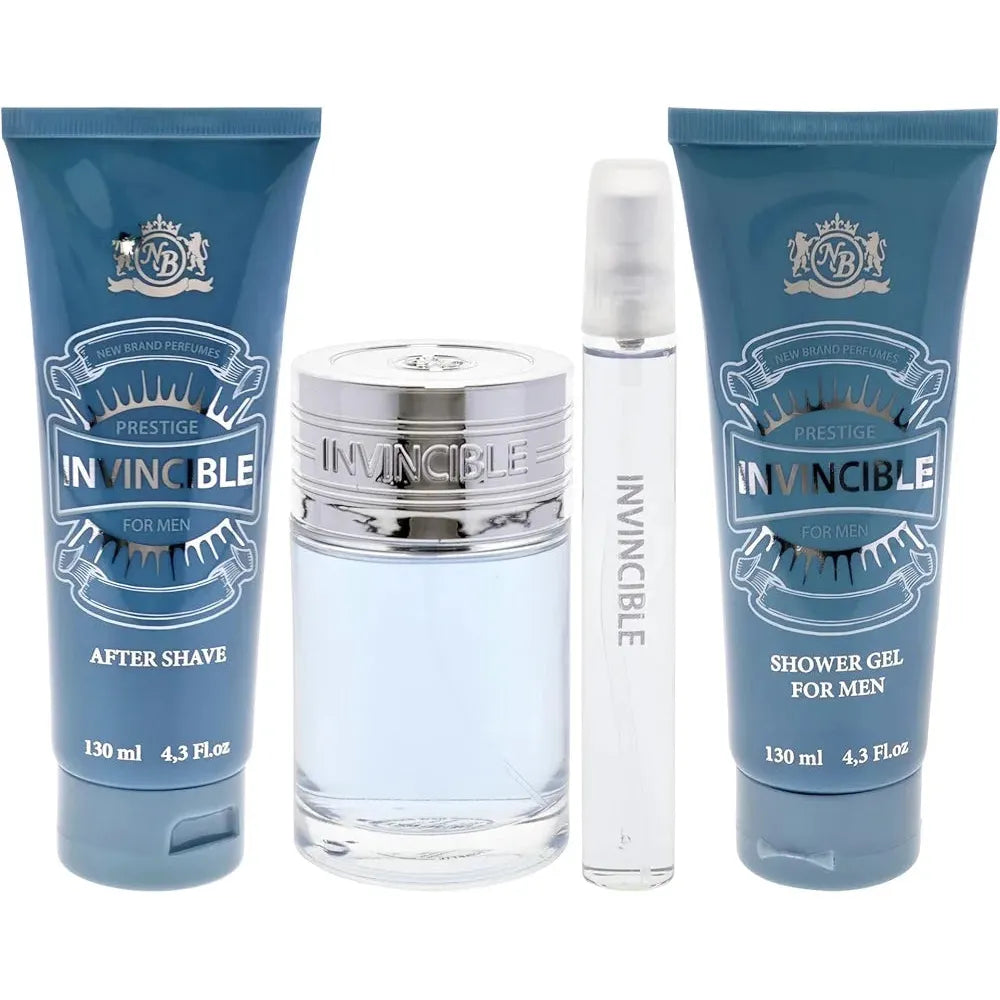 Estuche New Brand Invincible EDT (M) / 4 Pc SP 100 ml; Mini SP 15 ml; ASB 130 ml; SG 130 ml - 1 - Privé Perfumes Honduras