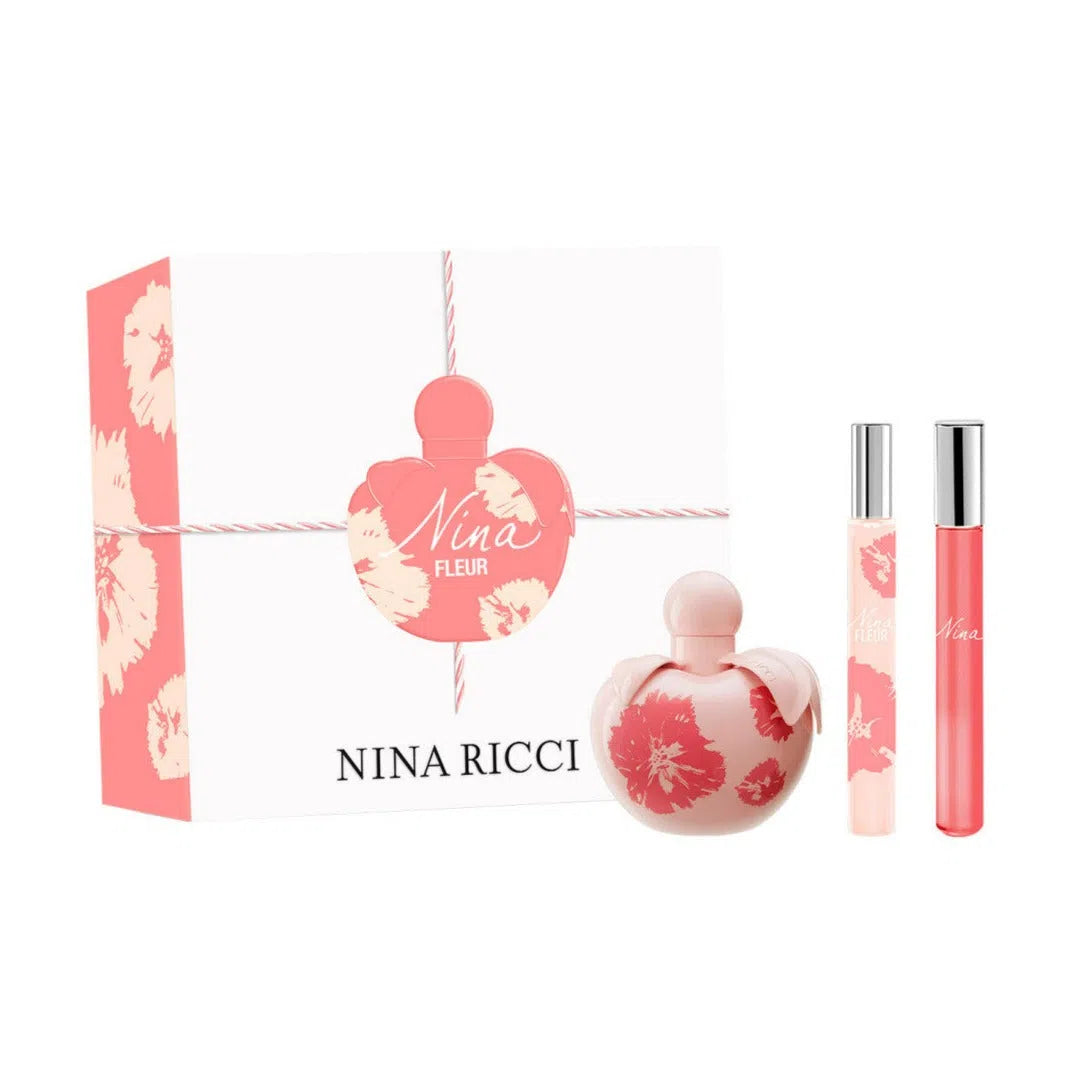 Estuche Nina Ricci Nina Fleur EDT (W) / 3 Pc SP 80 ml; ROLL Fleur; ROLL Nina - 1 - Privé Perfumes Honduras