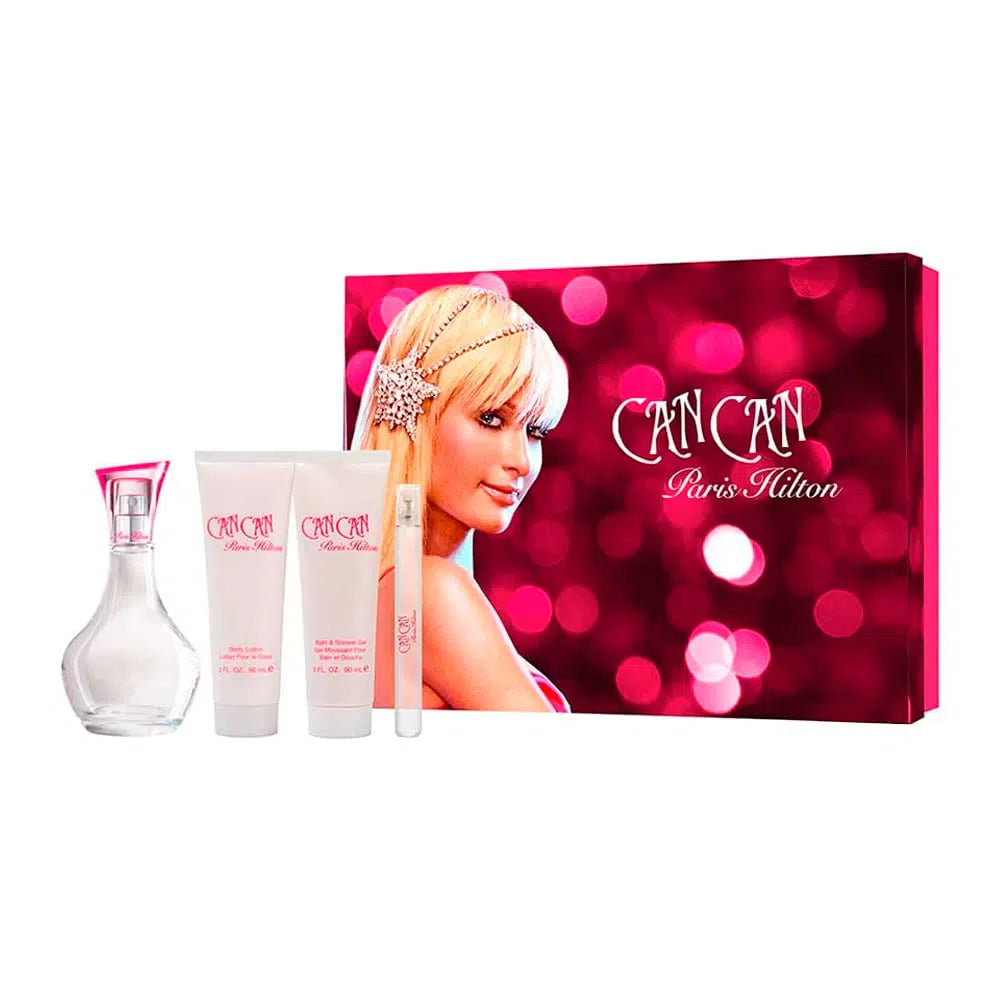 Estuche Paris Hilton Can Can EDP (W) / 4 Pc SP 100 ml; BL 90 ml; SG 90 ml; Mini 10 ml - 1 - Privé Perfumes Honduras