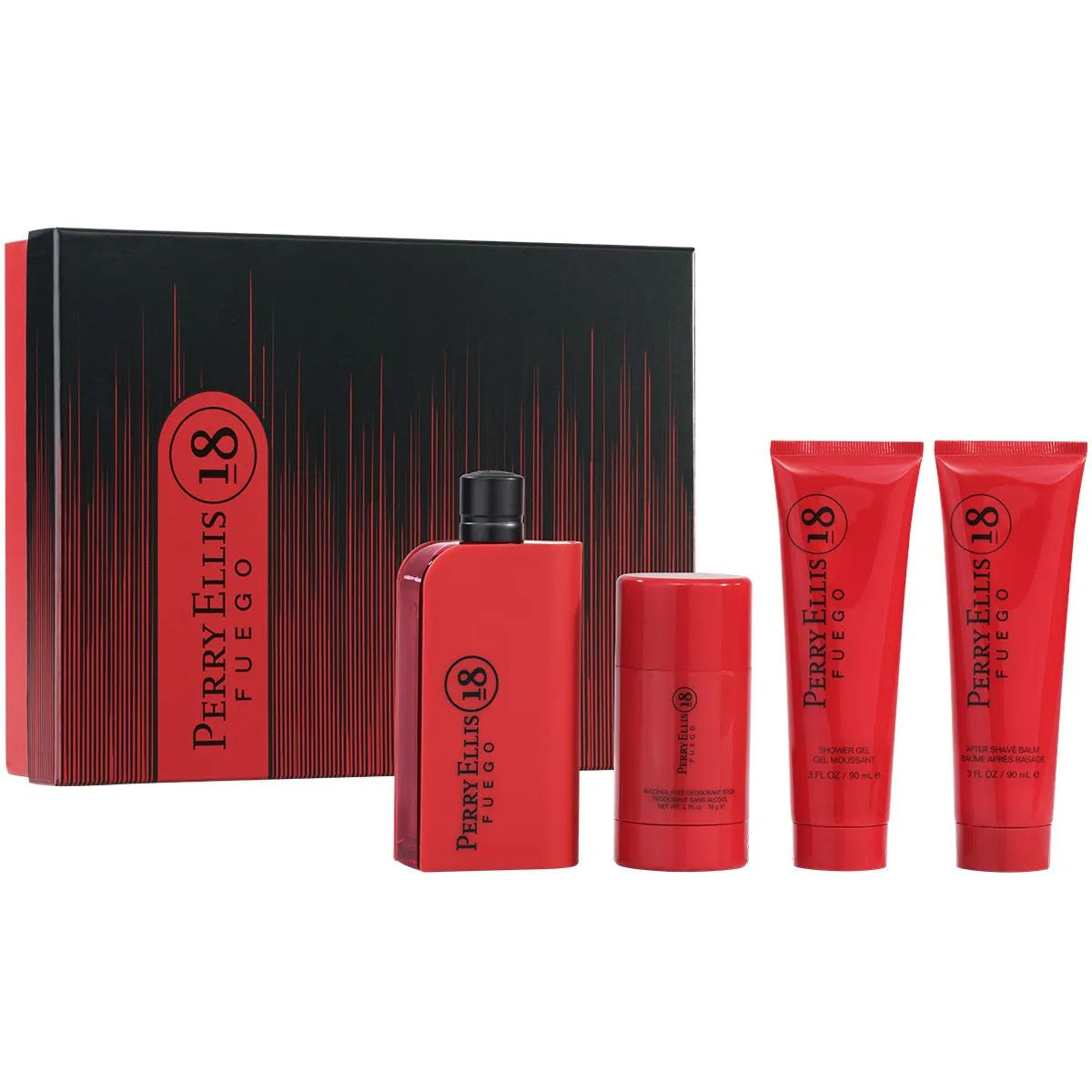 Estuche Perry Ellis 18 Fuego EDT (M) / 4 Pc SP 100 ml; Desodorante; SG 90 ml; AS 90 ml; - 3 - Privé Perfumes Honduras