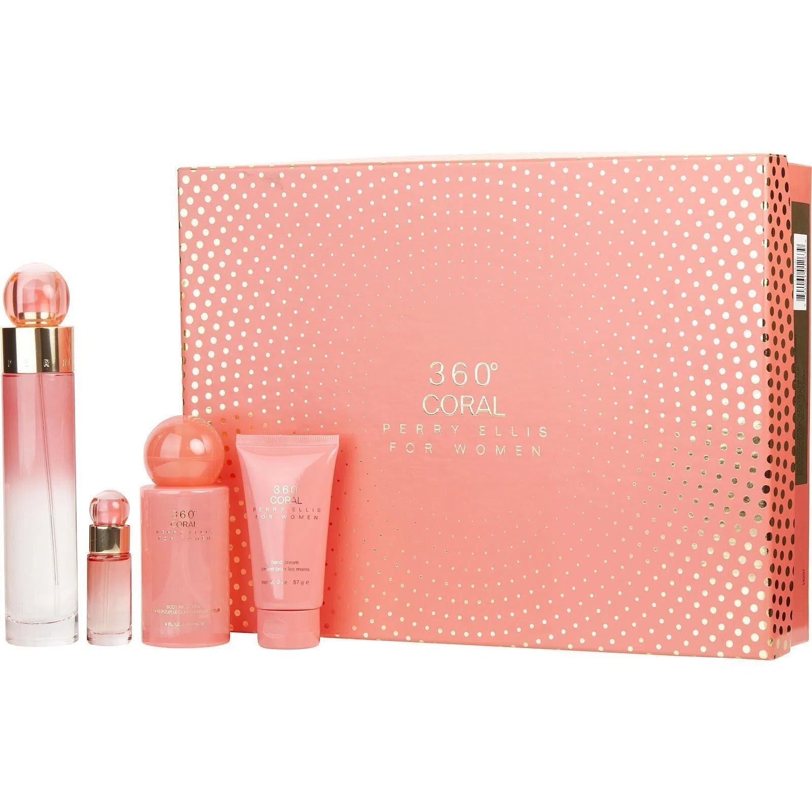 Estuche Perry Ellis 360 Coral EDP (W) / 4 Pc SP 100 ml; BM 120 ml; SG 90 ml; mini - 1 - Privé Perfumes Honduras