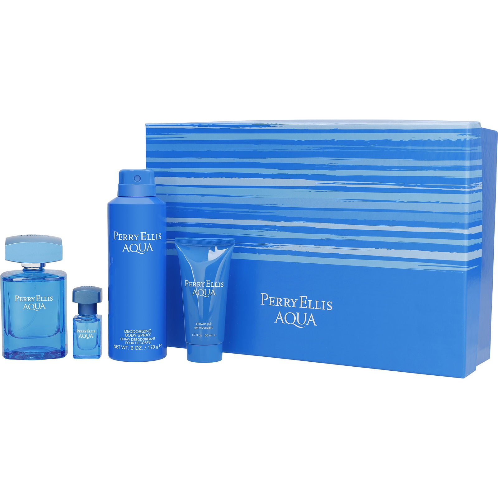 Estuche Perry Ellis Aqua EDT (M) / 4 Pc SP 100 ml; DEO BS 200 ml; SG 50 ml; Mini - 1 - Privé Perfumes Honduras