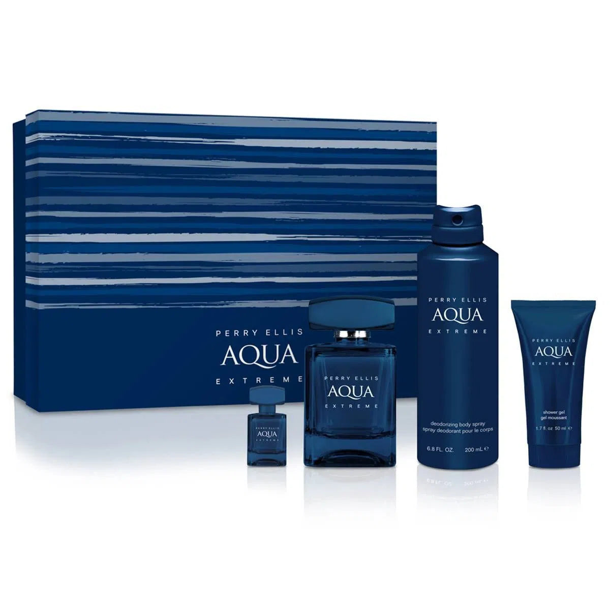 Estuche Perry Ellis Aqua Extreme EDT (M) / 4 Pc SP 100 ml; BS 200 ml; SG 50 ml; SP 7.5 ml - 1 - Privé Perfumes Honduras