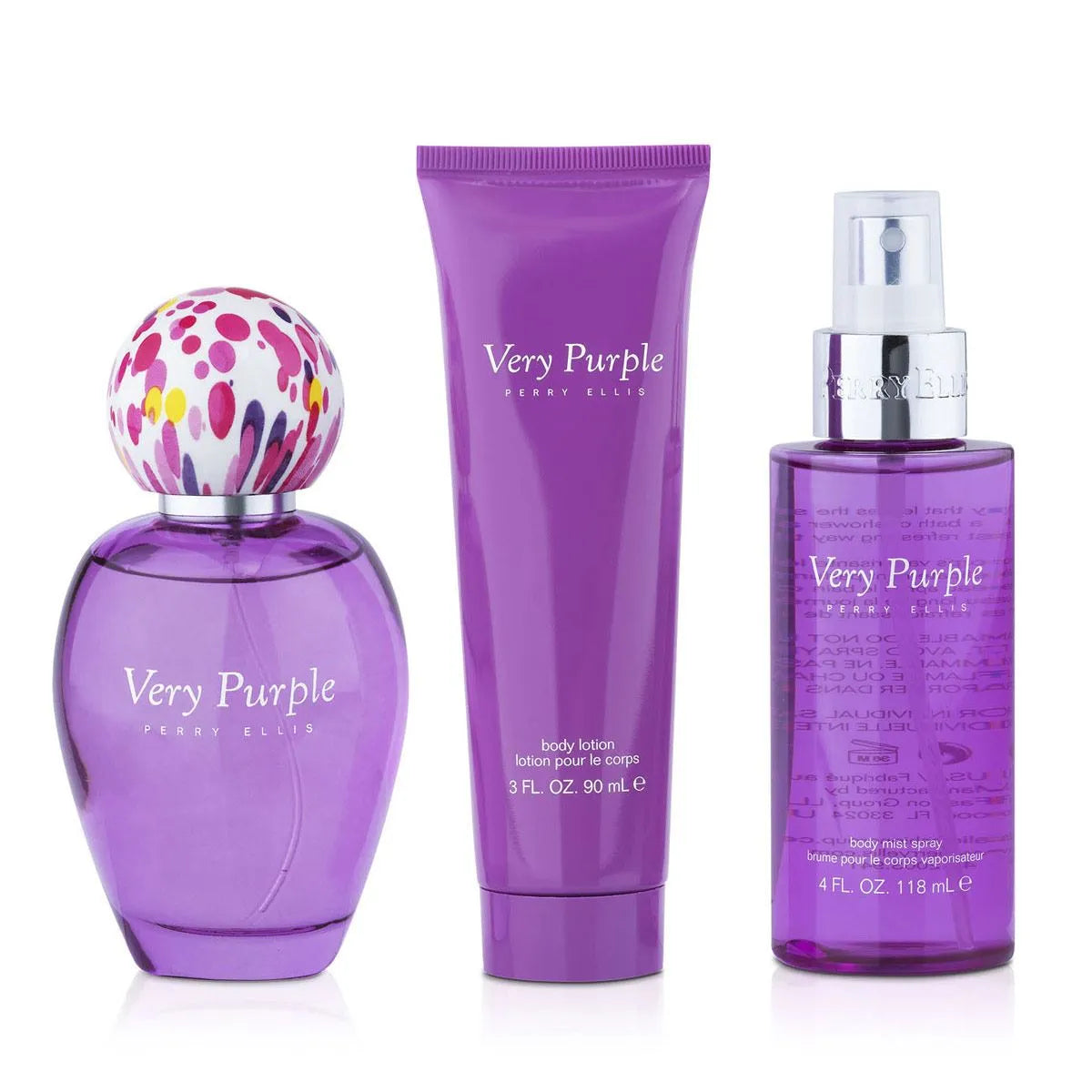 Estuche Perry Ellis Very Purple EDP (W) / 3 Pc SP 100 ml; SG 90 ml; BS 90 ml - 3 - Privé Perfumes Honduras