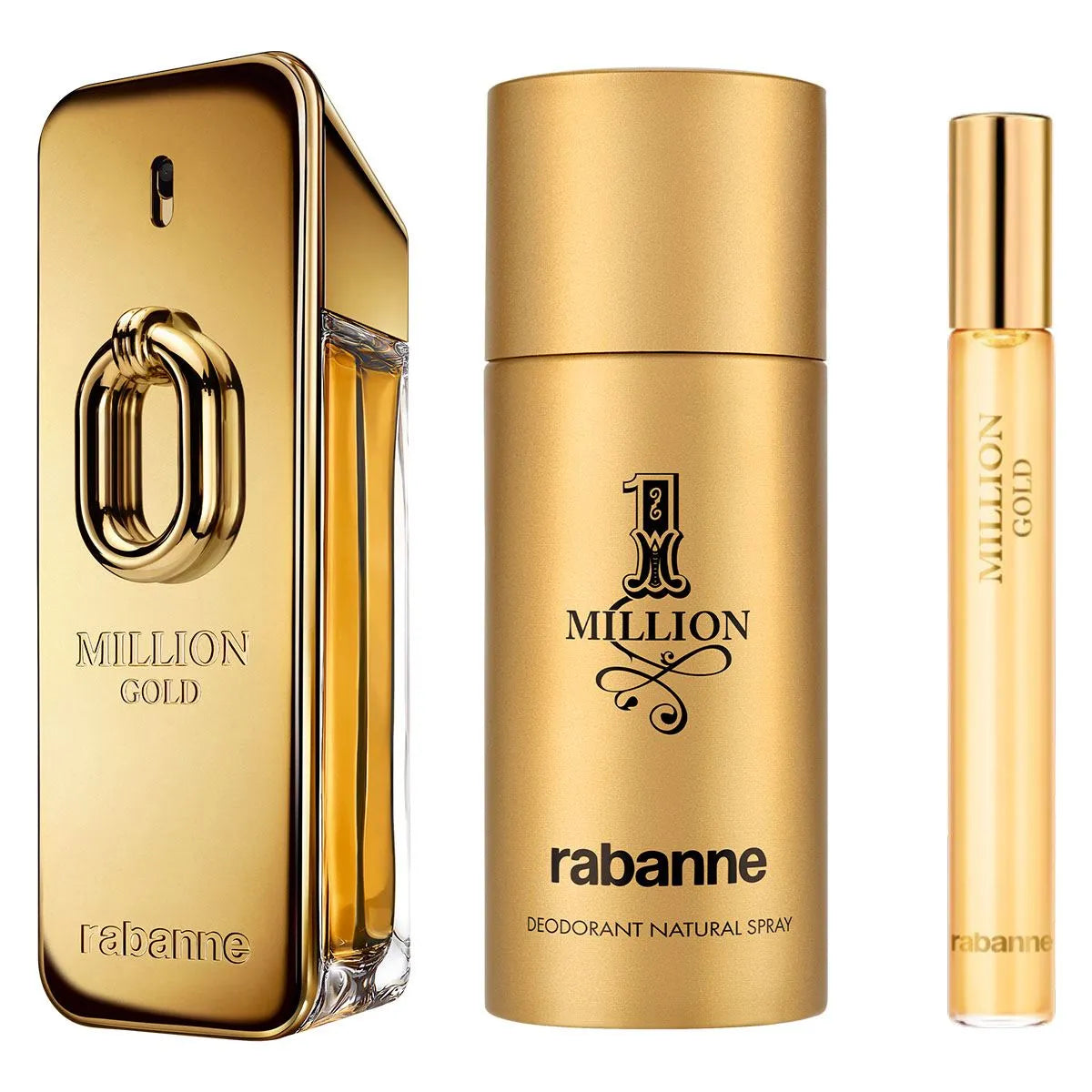 Estuche Rabanne Million Gold Intense EDP (M) / 3 Pc Set: EDP 100 ml; DEO 150 ml; SP 10 ml - 3 - Privé Perfumes Honduras