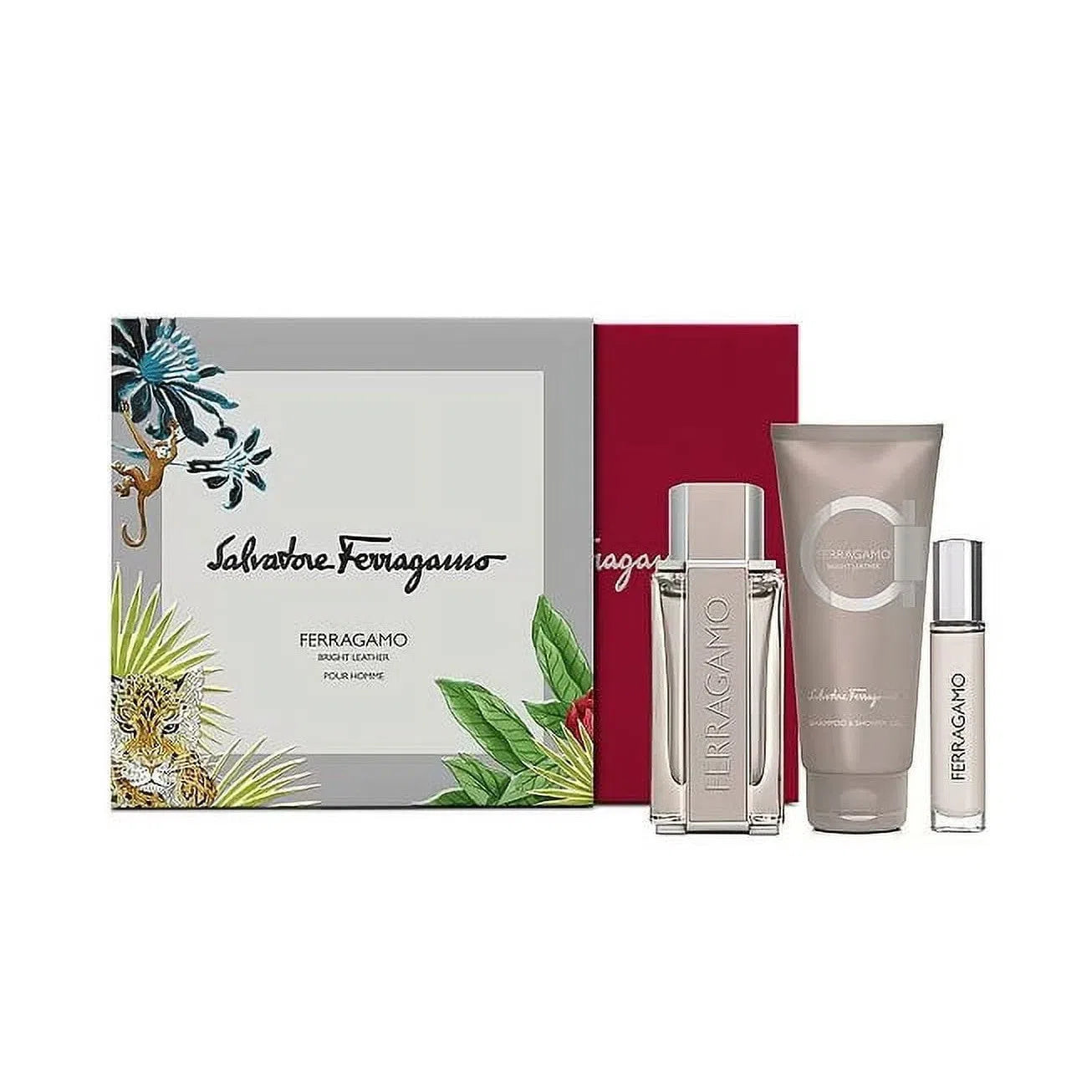 Estuche Salvatore Ferragamo Bright Leather EDT (M) / 3 Pc SP 100ml; SP 10ml; SG 100ml - 8052464893485- 1 - Prive Perfumes Honduras