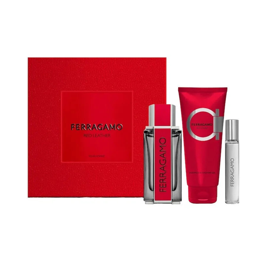 Estuche Salvatore Ferragamo Red Leather EDP (M) / 3 Pc SP 100 ml; SP 10 ml; SG 100 ml - 1 - Privé Perfumes Honduras