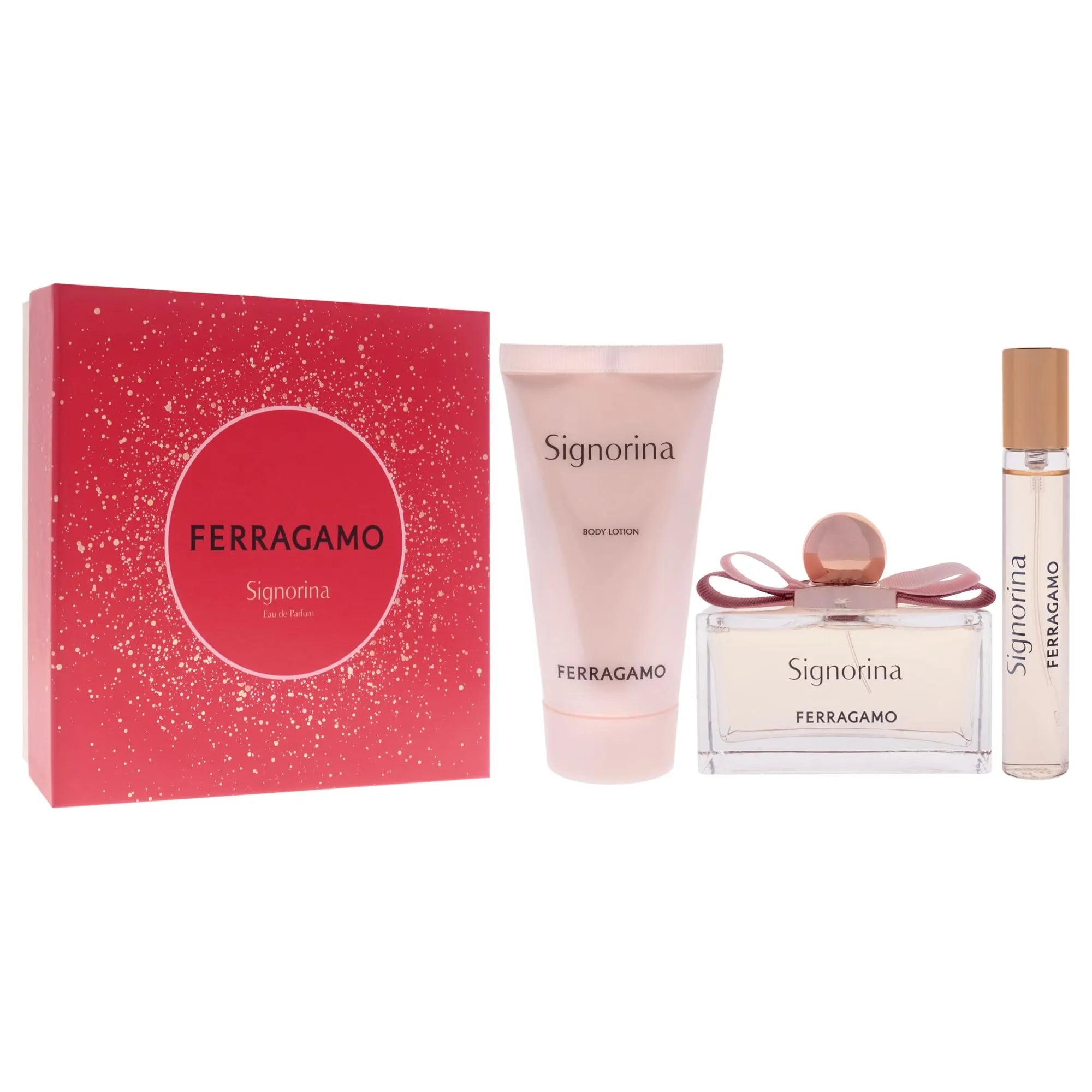 Estuche Salvatore Ferragamo Signorina EDP (W) / 3 Pc SP 100 ml; BL 50 ml; Mini SP 15 ml - 1 - Privé Perfumes Honduras