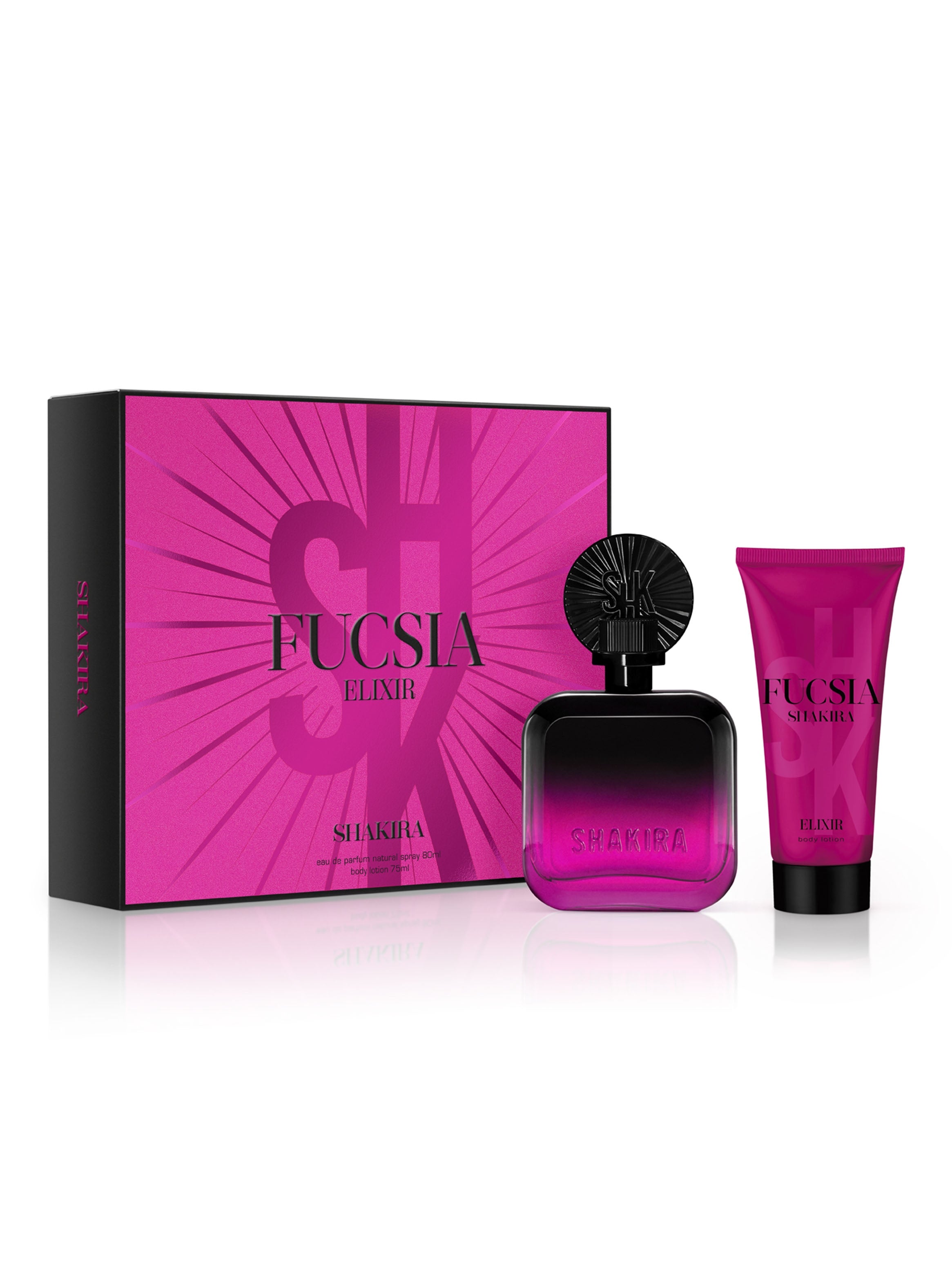 Estuche Shakira Fucsia Elixir EDP (W) / 2 Pc SP 80 ml; BL 75 ml - 1 - Privé Perfumes Honduras