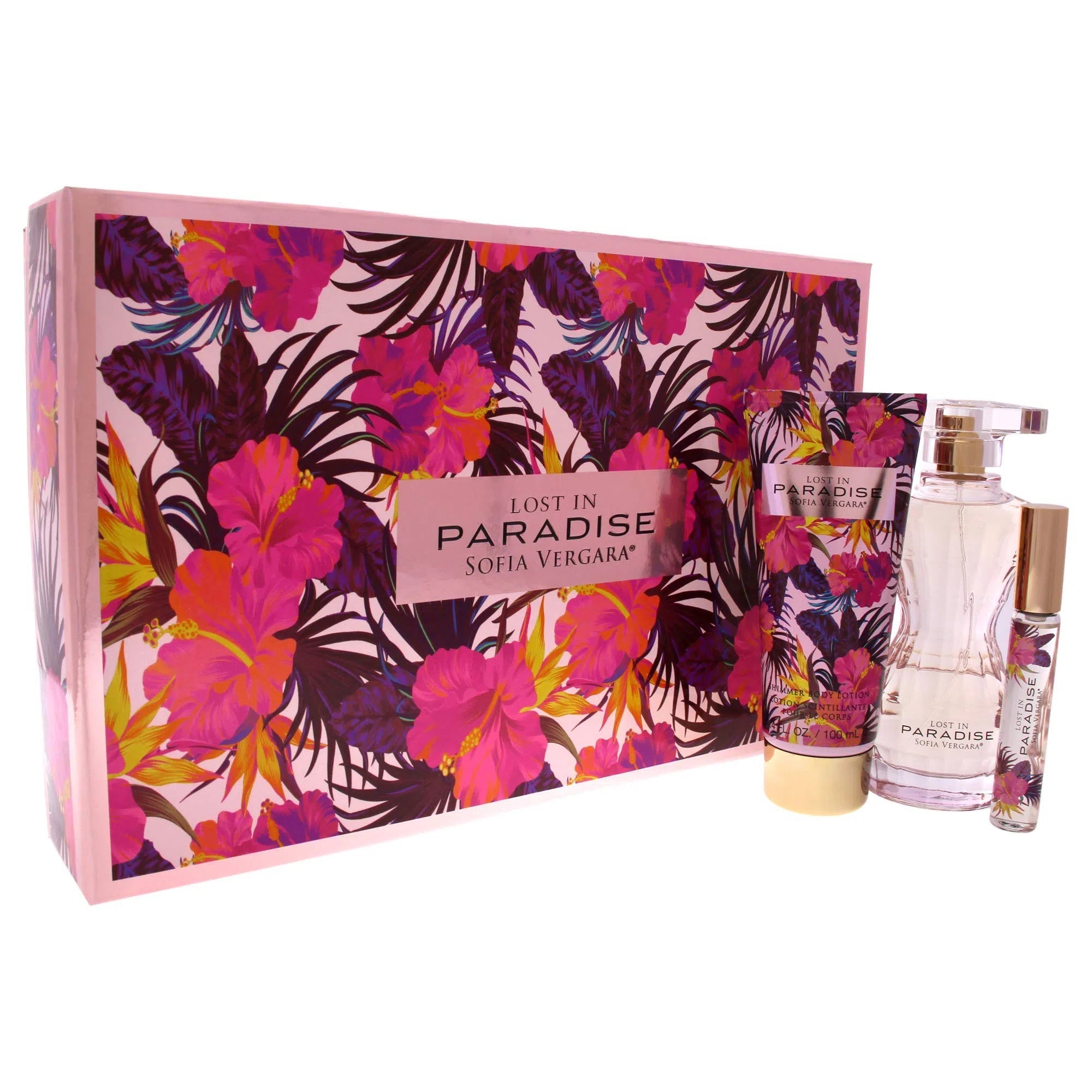 Estuche Sofia Vergara Lost In Paradise EDP (W) / 3 Pc SP 100 ml; BL 100 ml; Roller 10 ml - 1 - Privé Perfumes Honduras
