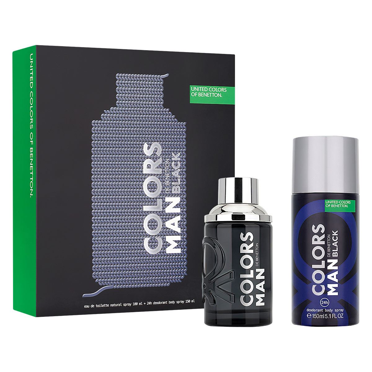 Estuche United Colors of Benetton Colors Black EDT (M) / 2 Pc SP 100 ml; DEO 150 ml - 2 - Privé Perfumes Honduras