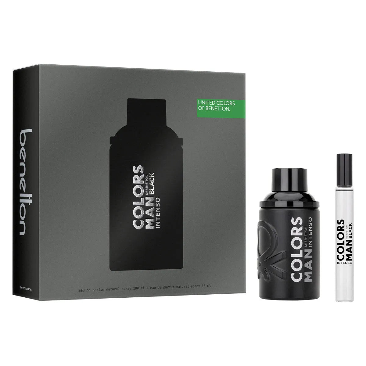 Estuche United Colors of Benetton Colors Black Intenso EDP (M) / 2 Pc SP 100 ml; Deo 150 ml - 2 - Privé Perfumes Honduras