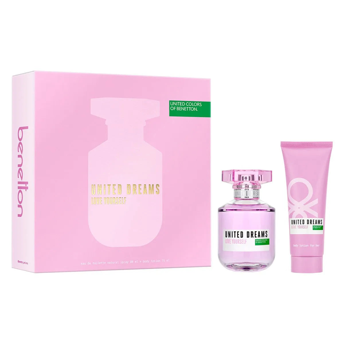 Estuche United Colors of Benetton Love Yourself EDT (W) / 2 Pc SP 80ML; BL 75ML - 2 - Privé Perfumes Honduras