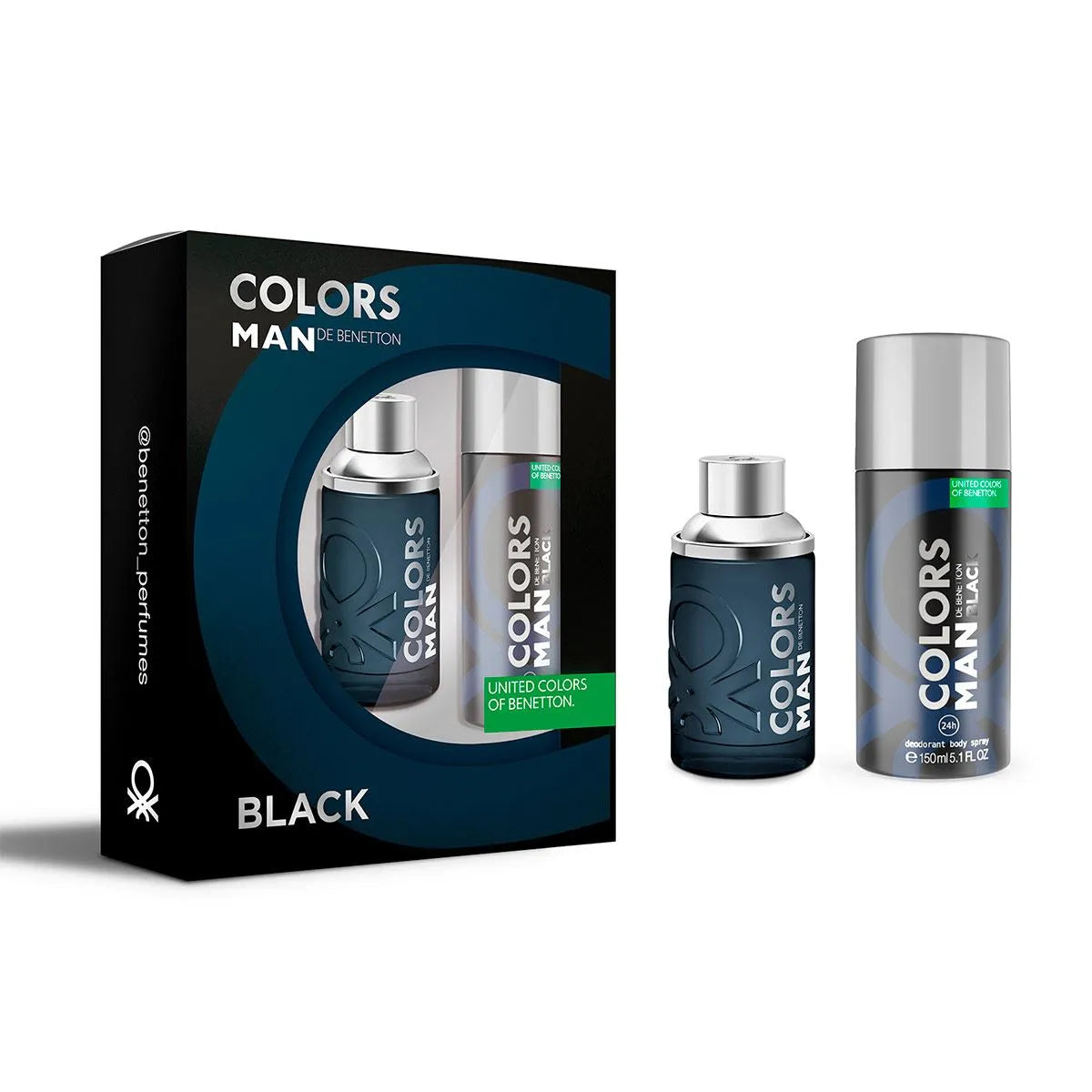 Estuche United Colors of Benetton Man Black EDT (M) / 2 Pc SP 100 ml; DEO 150 ml - 2 - Privé Perfumes Honduras