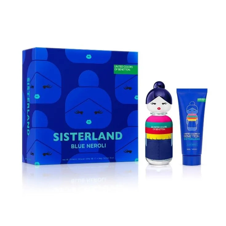 Estuche United Colors of Benetton Sisterland Blue Neroli EDT (W) / 2 Pc SP 80 ml; BL 75 ml - 1 - Privé Perfumes Honduras