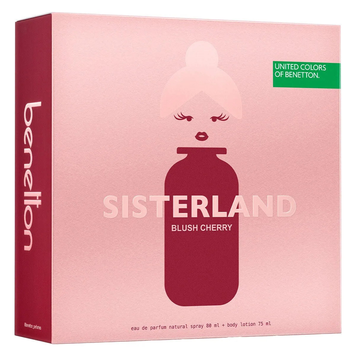 Estuche United Colors of Benetton Sisterland Blush Cherry EDP (W) / 2 Pc SP 80 ml; BL 75 ml - 4 - Privé Perfumes Honduras