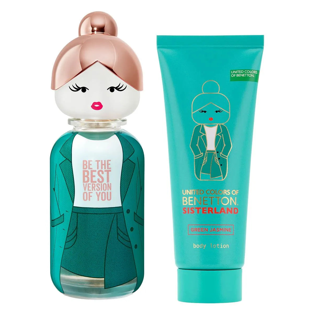 Estuche United Colors of Benetton Sisterland Green Jasmine EDT (W) / 2 Pc SP 80 ml; BL 75 ml - 3 - Privé Perfumes Honduras