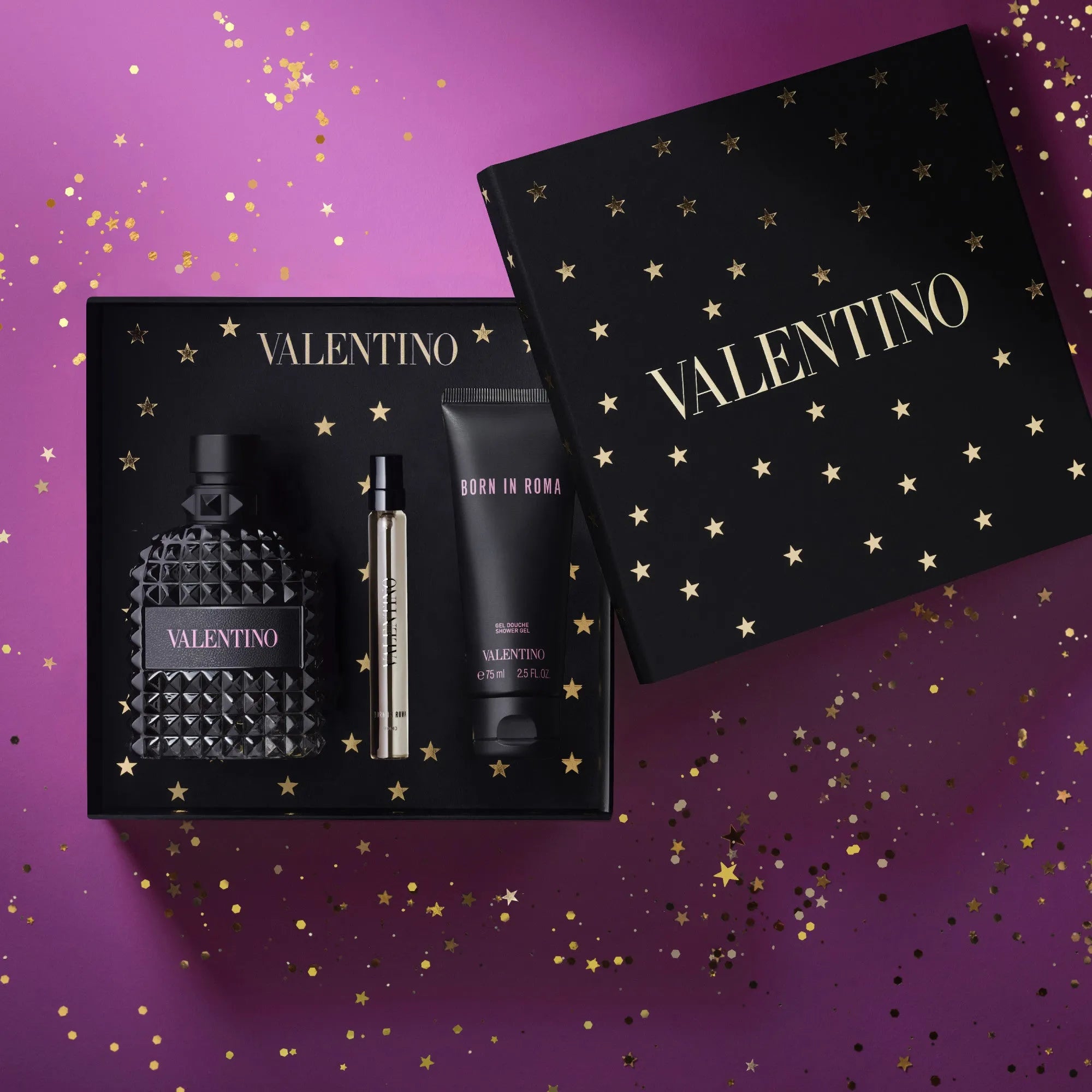 Estuche Valentino Uomo Born in Roma EDT (M) / 3 Pc SP 100 ml; SG 75 ml; Mini SP 10 ml - 2 - Privé Perfumes Honduras