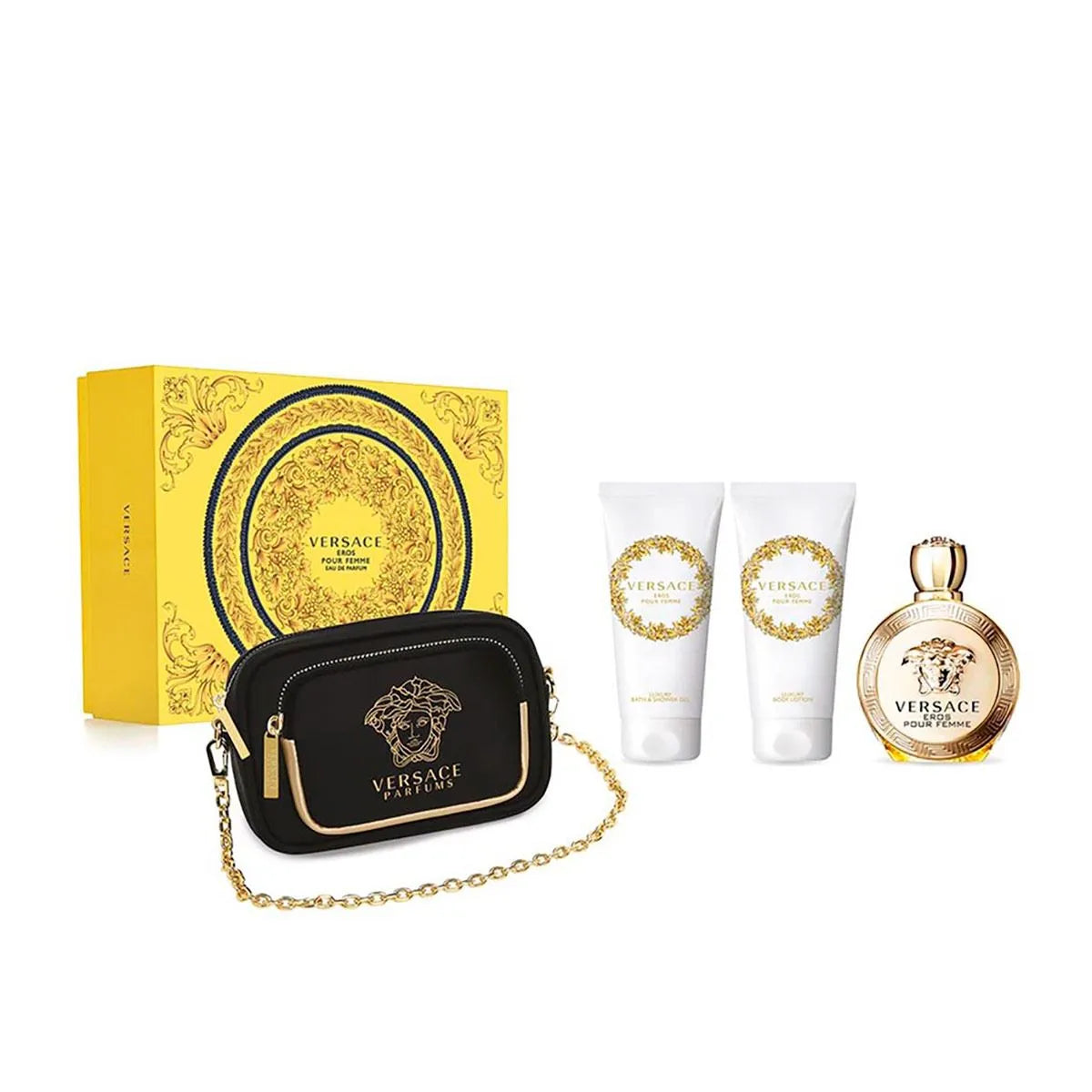 Estuche Versace Eros Pour Femme EDP (W) / 4 Pc SP 100 ml; BL 100 ml; SG 100 ml; Clutch - 2 - Privé Perfumes Honduras