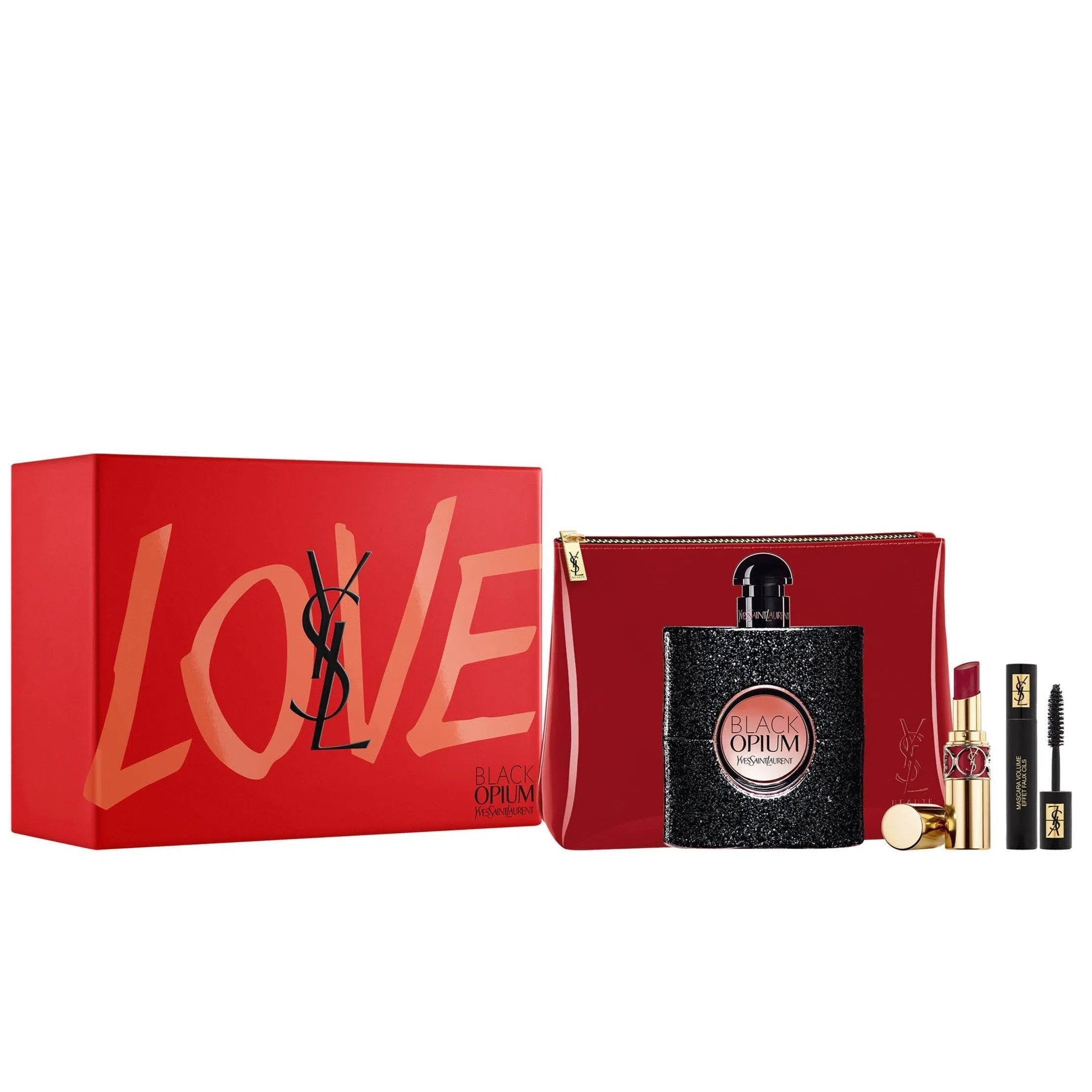 Estuche Yves Saint Laurent Black Opium EDP (W) / 4 Pc SP 90 ml; Lipstik; Bag; Rimel - 1 - Privé Perfumes Honduras