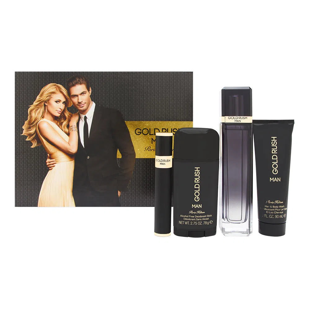 Estuche Paris Hilton Gold Rush EDT (M) / 4 Pc SP 100 ml; HBW 90 ml; DEO 80 ml; Mini - 1 - Privé Perfumes Honduras