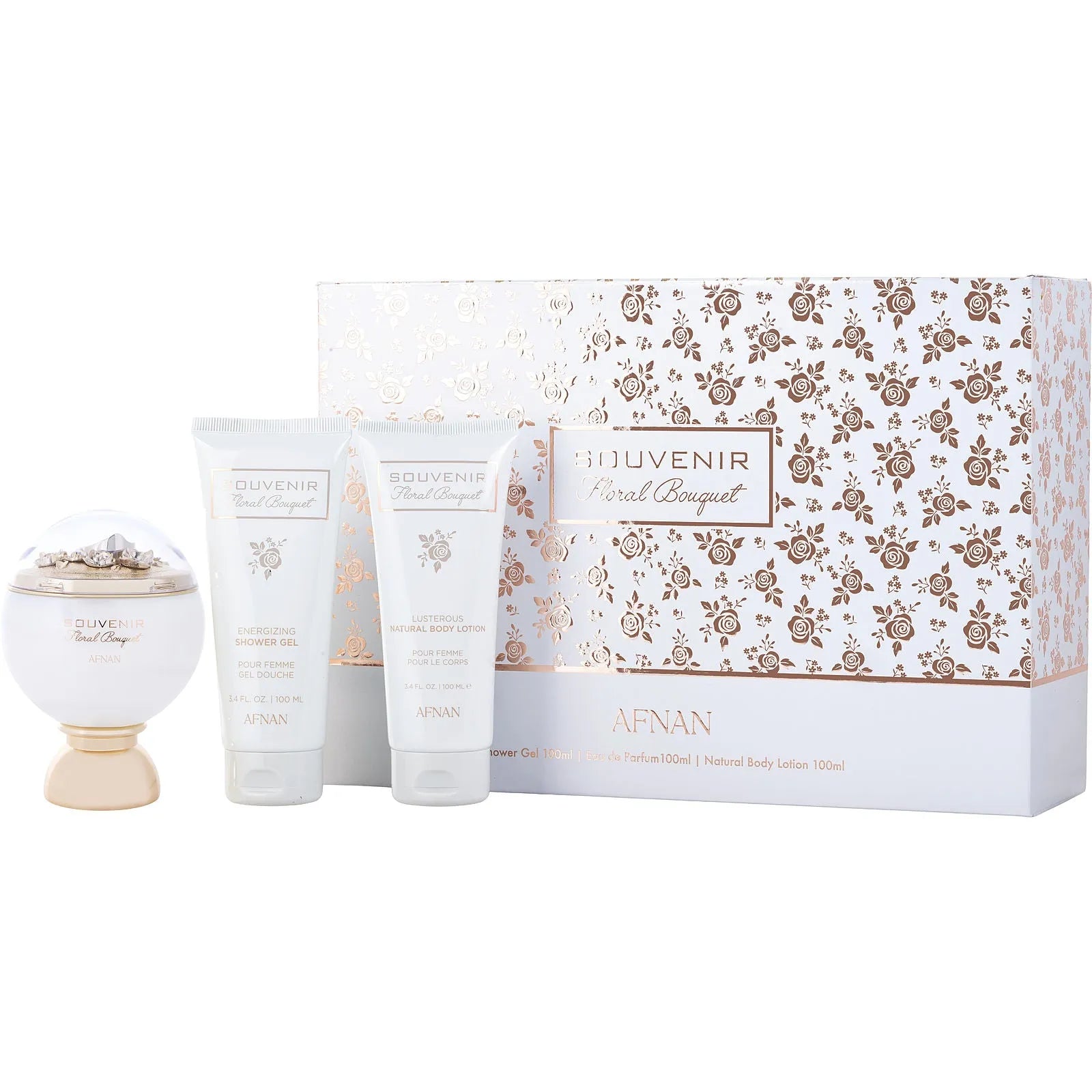 Perfume Afnan Souvenir Floral Bouquet EDP (W) / 3 Pc SP 100 ml; SG 100 ml; BL 100 ml - 1 - Privé Perfumes Honduras