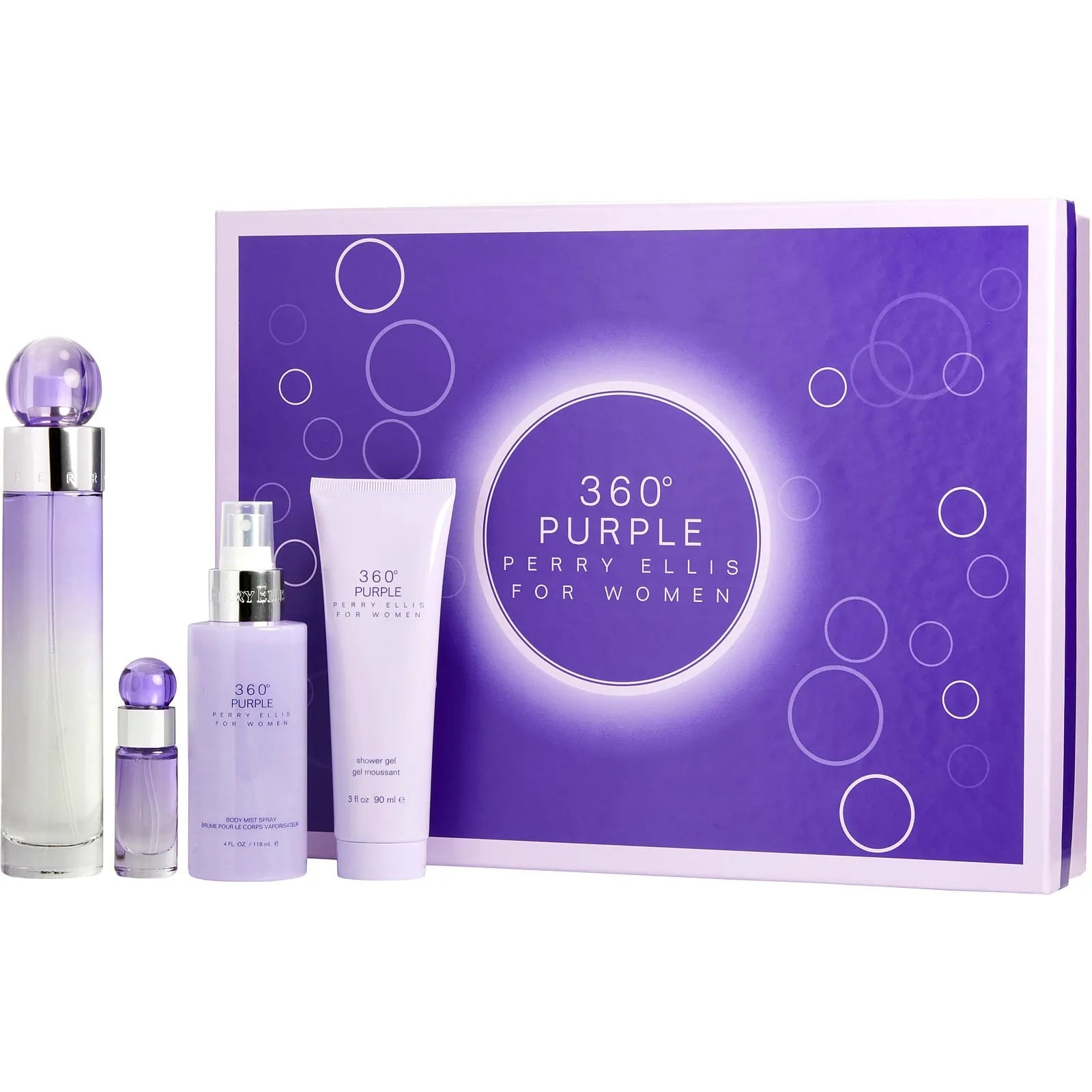 Estuche Perry Ellis 360 Purple EDP (W) / 4 Pc SP 100 ml; BS 120 ml; SG 90 ml; Mini - 1 - Privé Perfumes Honduras