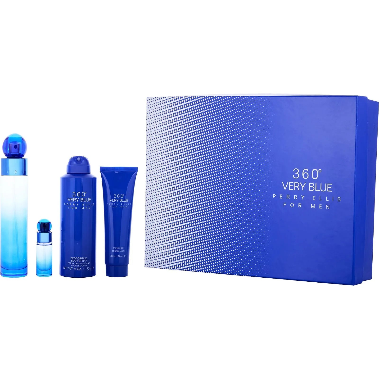 Estuche Perry Ellis 360 Very Blue EDT (M) / 3 Pc SP 100 ml; BS 200 ml; SG 90 ml; Mini - 1 - Privé Perfumes Honduras