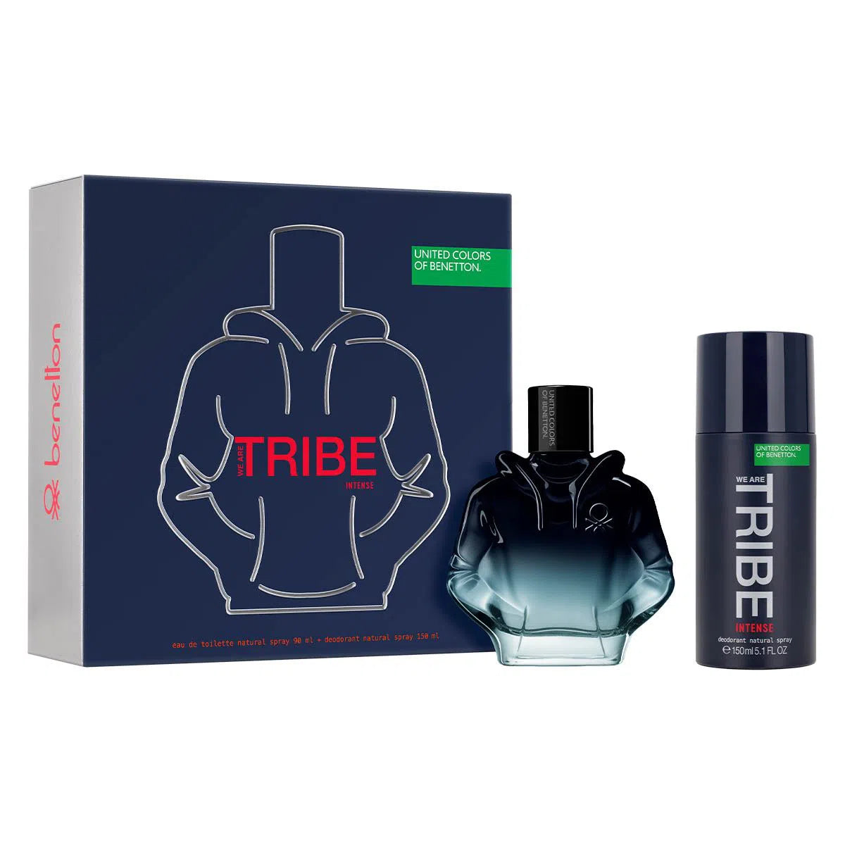 Estuche United Colors of Benetton We Are Tribe Intense EDP (M) / 2 Pc SP 90 ml; DEO 150 ml - 8433982026027- 1 - Prive Perfumes Honduras